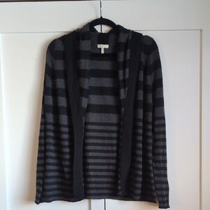 Joie Women's Size S Wool Cashmere Blend Black & Grey Striped Cardigan Sweater